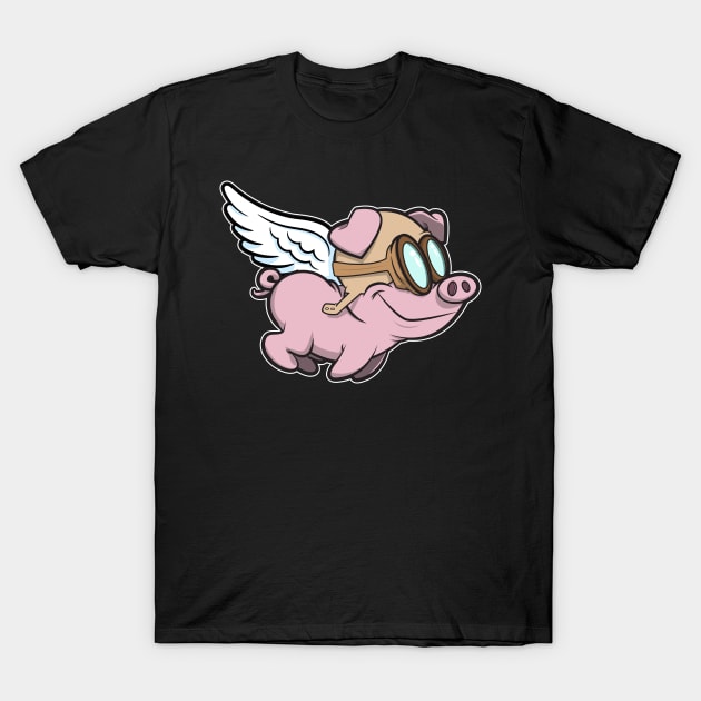 flying pink pig T-Shirt by CoySoup